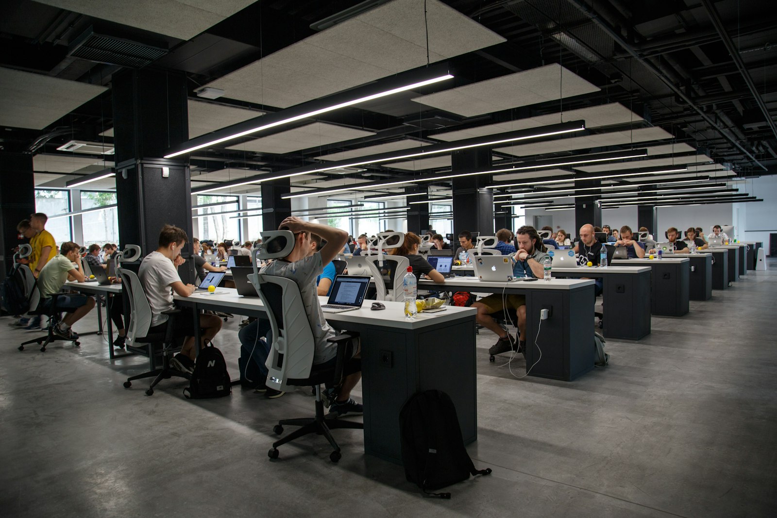 Operations team working late in a modern office